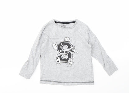 Additional front view of F&F boys’ grey geometric basic t-shirt, size 3-4, years
