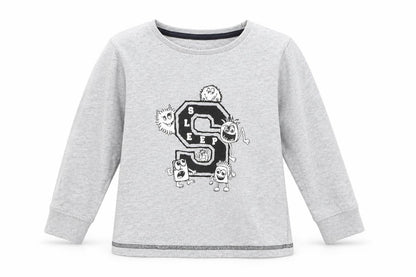 Front view of F&F boys’ grey geometric basic t-shirt, size 3-4, years