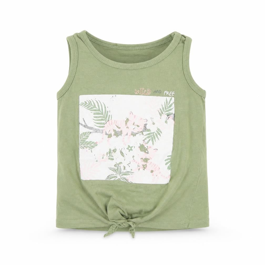 Front view of SO CUTE girls’ green basic t-shirt, size 18-24, months