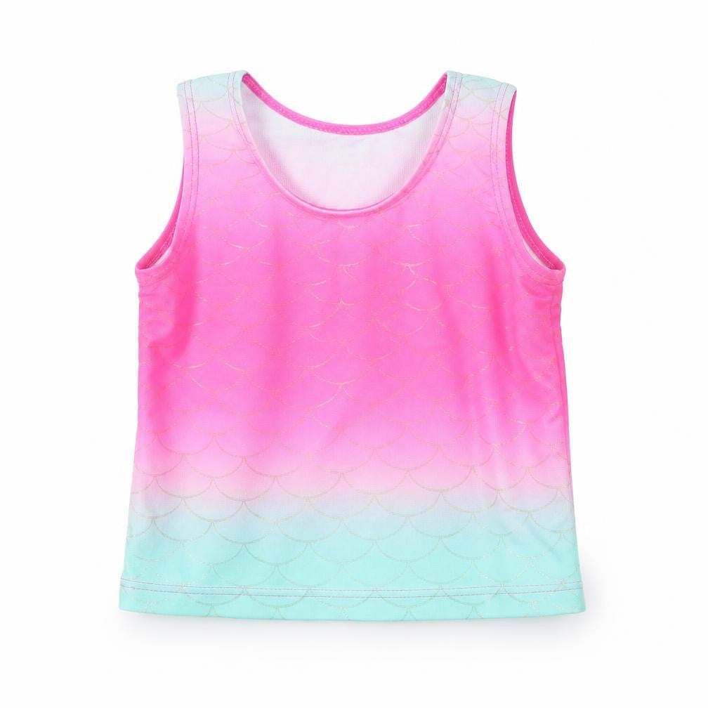 Front view of George girls’ multicoloured geometric basic t-shirt, size 12-18, months - swimmimg top