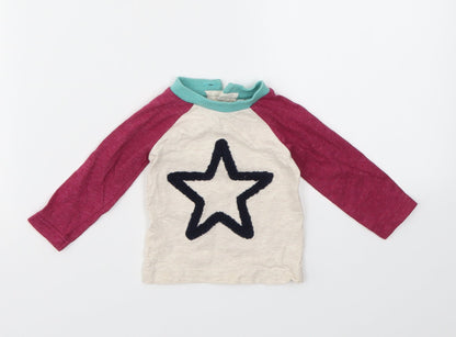 Additional front view of M&Co girls’ multicoloured geometric basic t-shirt, size 0-3, months