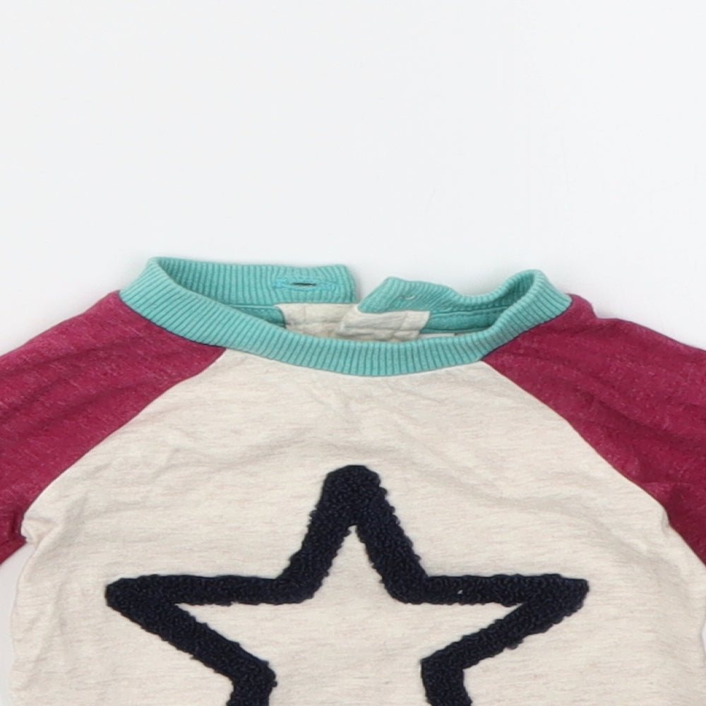 Close-up detail of M&Co girls’ multicoloured geometric basic t-shirt, size 0-3, months