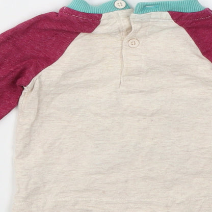 Brand and care label for M&Co girls’ multicoloured geometric basic t-shirt, size 0-3, months