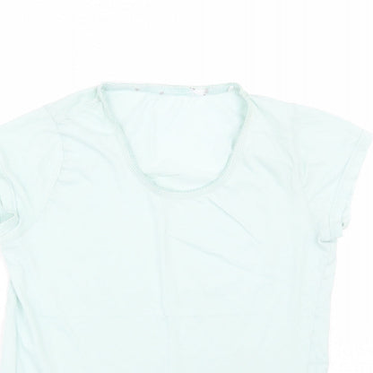 Close-up detail of Marks & Spencer women’s green top pyjama top, size UK 8