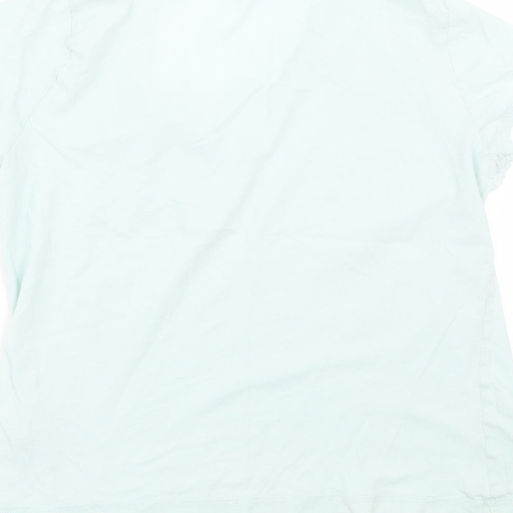 Brand and care label for Marks & Spencer women’s green top pyjama top, size UK 8