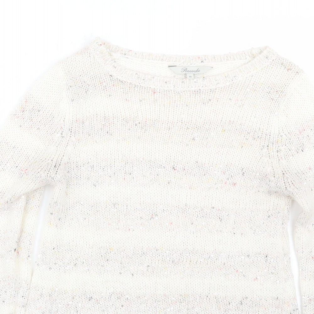 Womens UK Size 10 Peacocks White Pullover Jumper