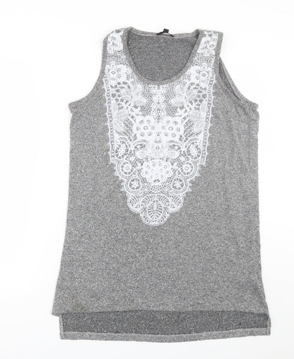 Womens UK Size 10 Topshop Grey Basic Tank