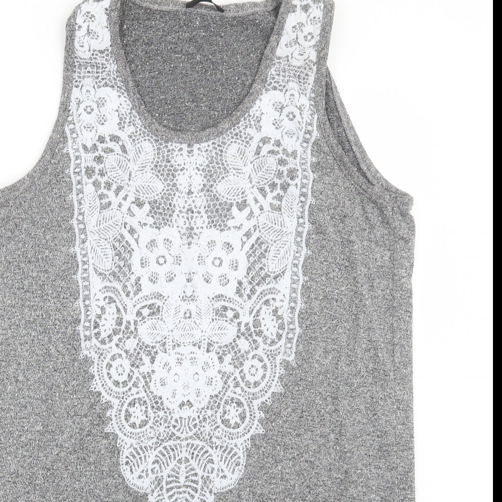 Womens UK Size 10 Topshop Grey Basic Tank