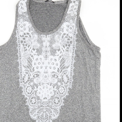 Womens UK Size 10 Topshop Grey Basic Tank