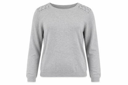 Front view of Dorothy Perkins women’s grey jumper, size UK 10