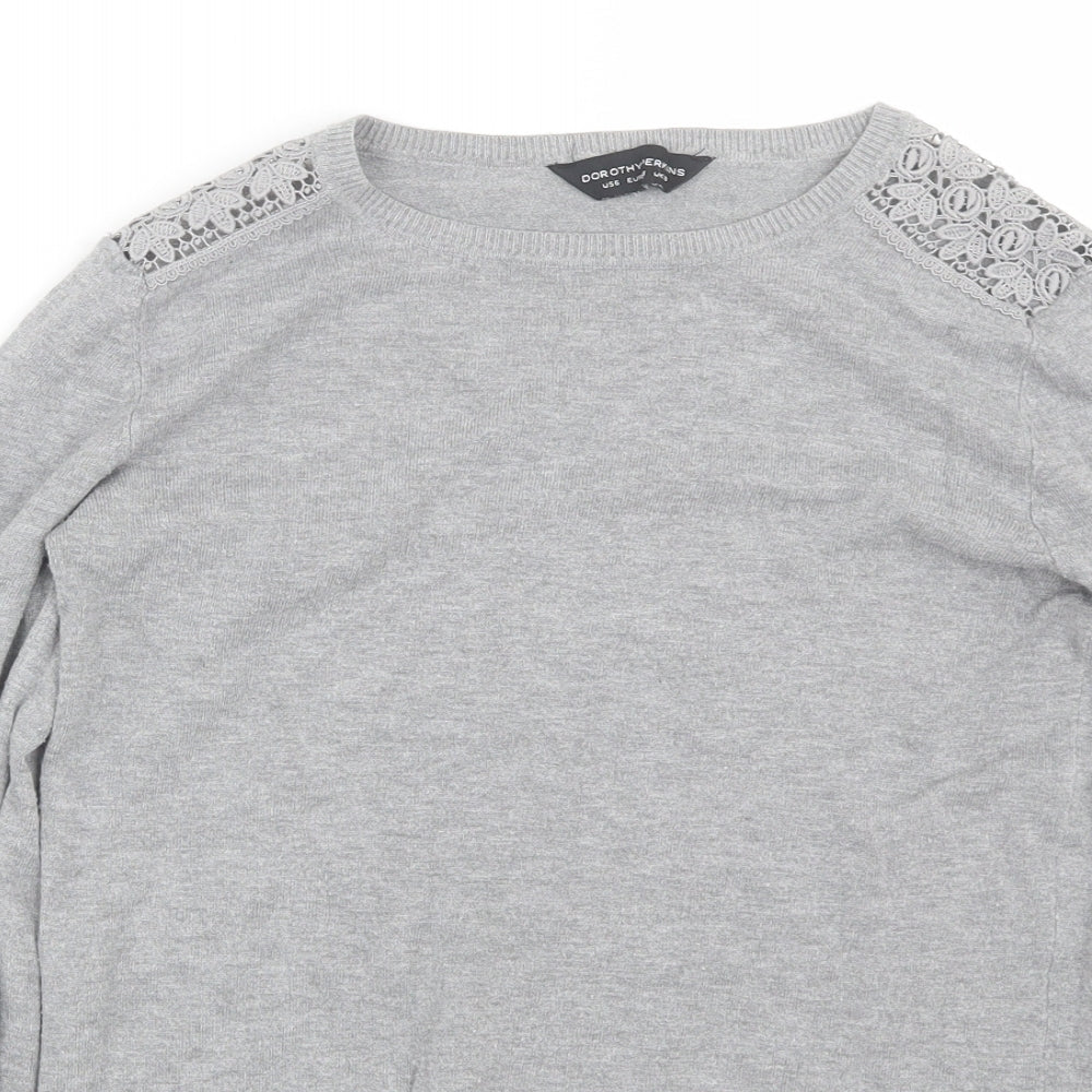 Close-up detail of Dorothy Perkins women’s grey jumper, size UK 10