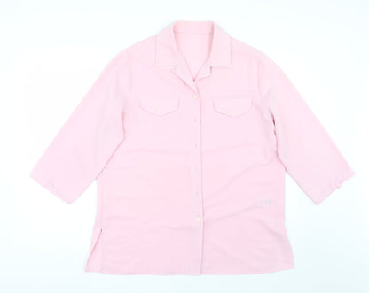 St Micheal Womens Pink   Basic Button-Up Size 14