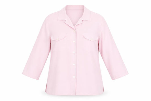Front view of St Michael women’s pink basic button-up, size UK 14