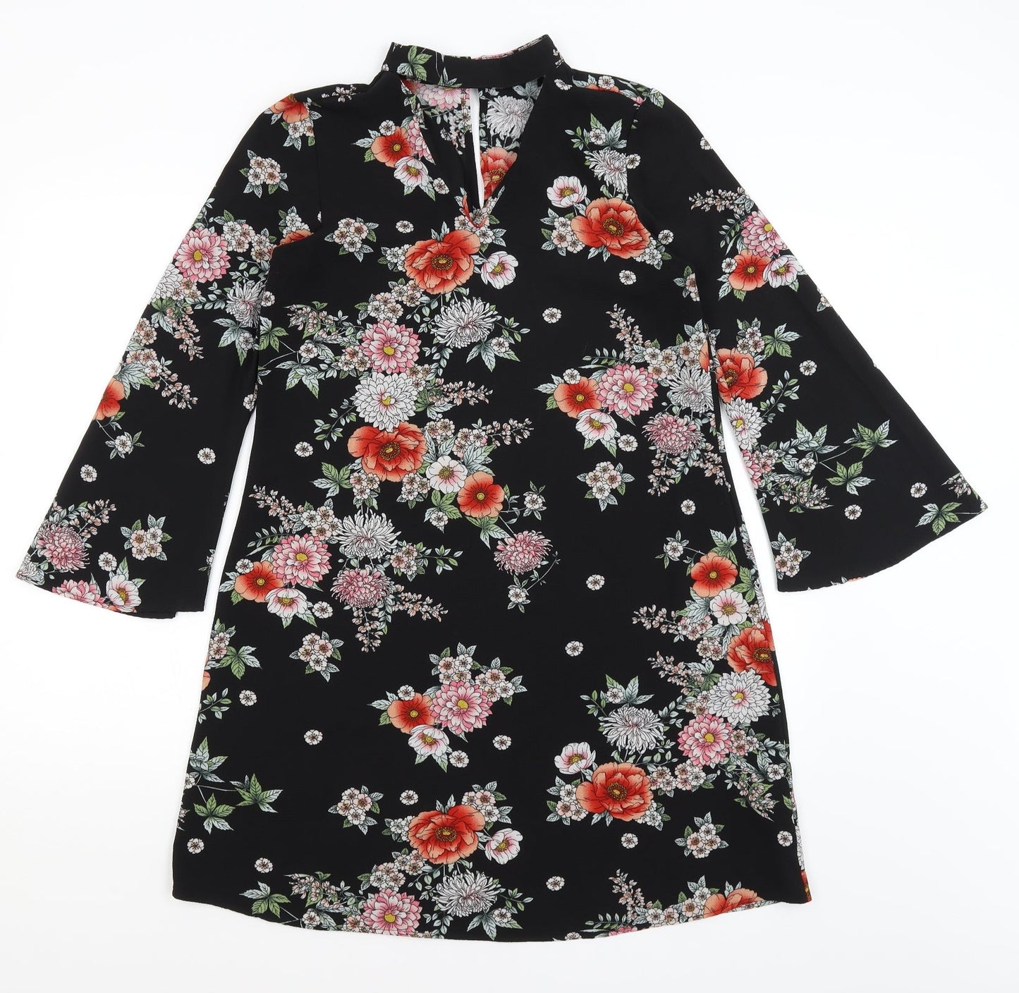 Peacocks Womens Black Floral  A-Line  Size 10