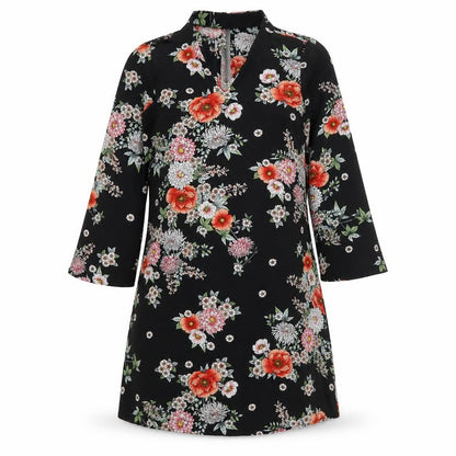 Peacocks Womens Black Floral  A-Line  Size 10