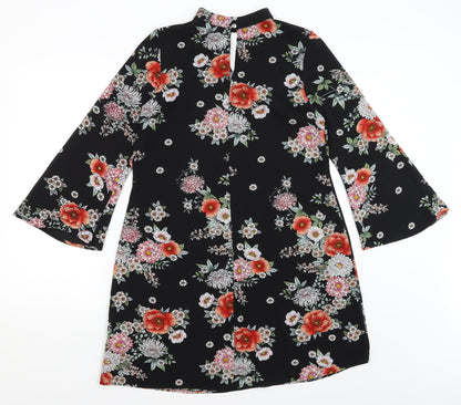 Peacocks Womens Black Floral  A-Line  Size 10