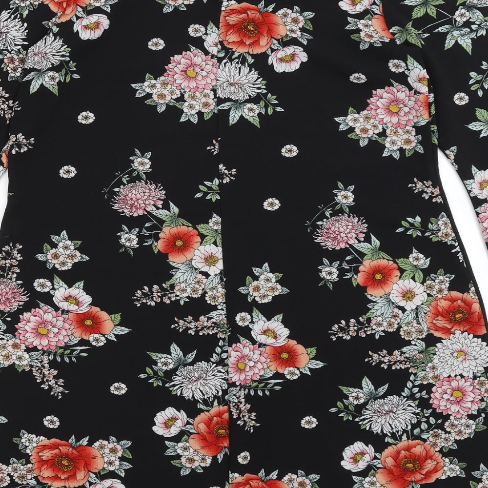 Peacocks Womens Black Floral  A-Line  Size 10
