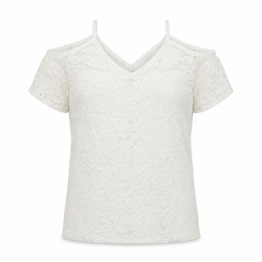 Front view of Very women’s white floral basic t-shirt, size UK 12