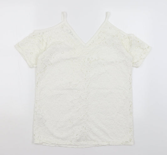 Womens UK Size 12 Very White Basic T-Shirt