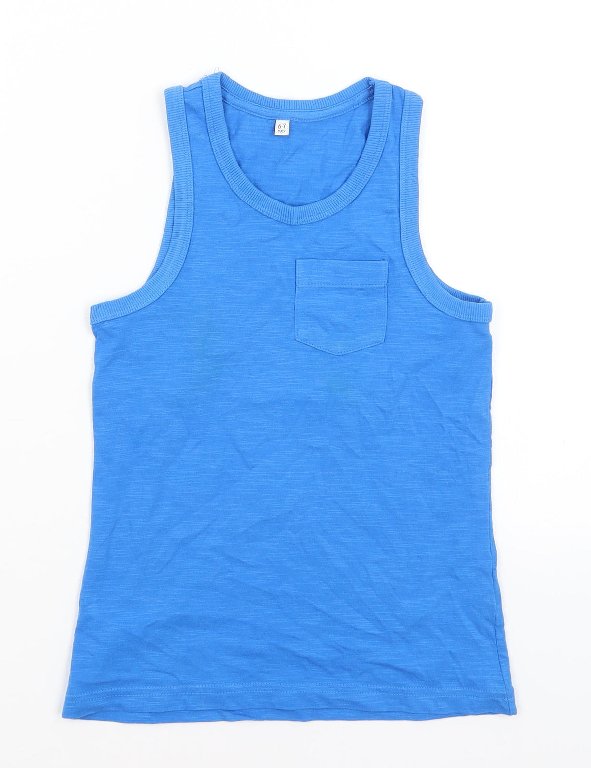 Additional front view of Marks & Spencer boys’ blue basic tank, size 6-7, years