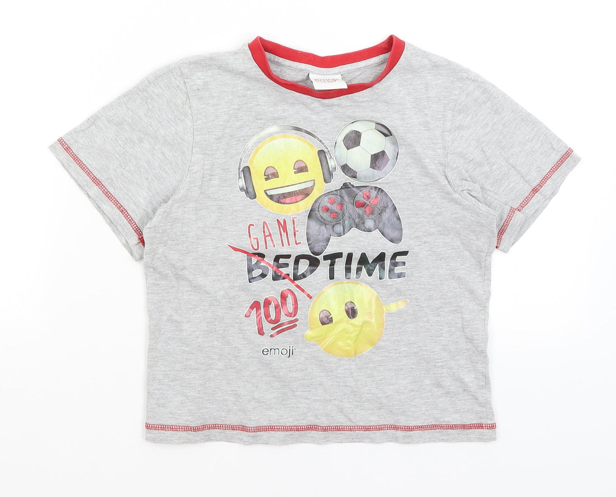 Additional front view of Emoji boys’ grey basic t-shirt, size 8-9, years - game time