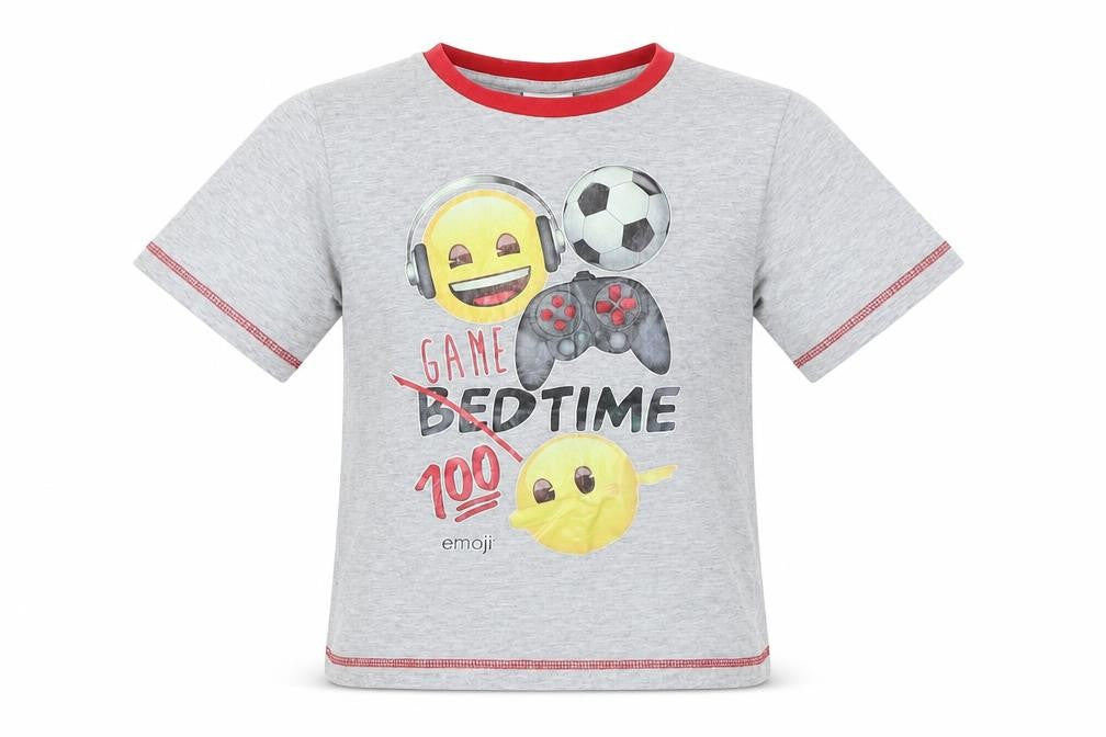 Front view of Emoji boys’ grey basic t-shirt, size 8-9, years - game time