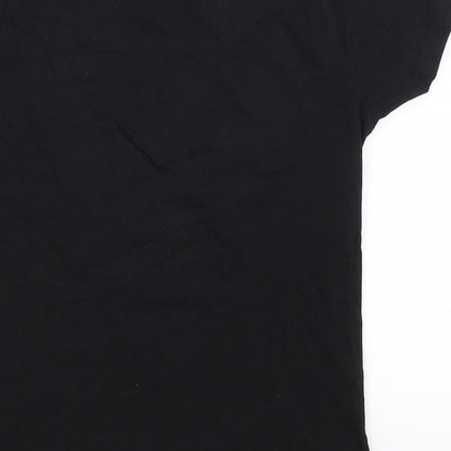 Brand and care label for Primark girls’ black basic t-shirt, size 7-8, years - flossing