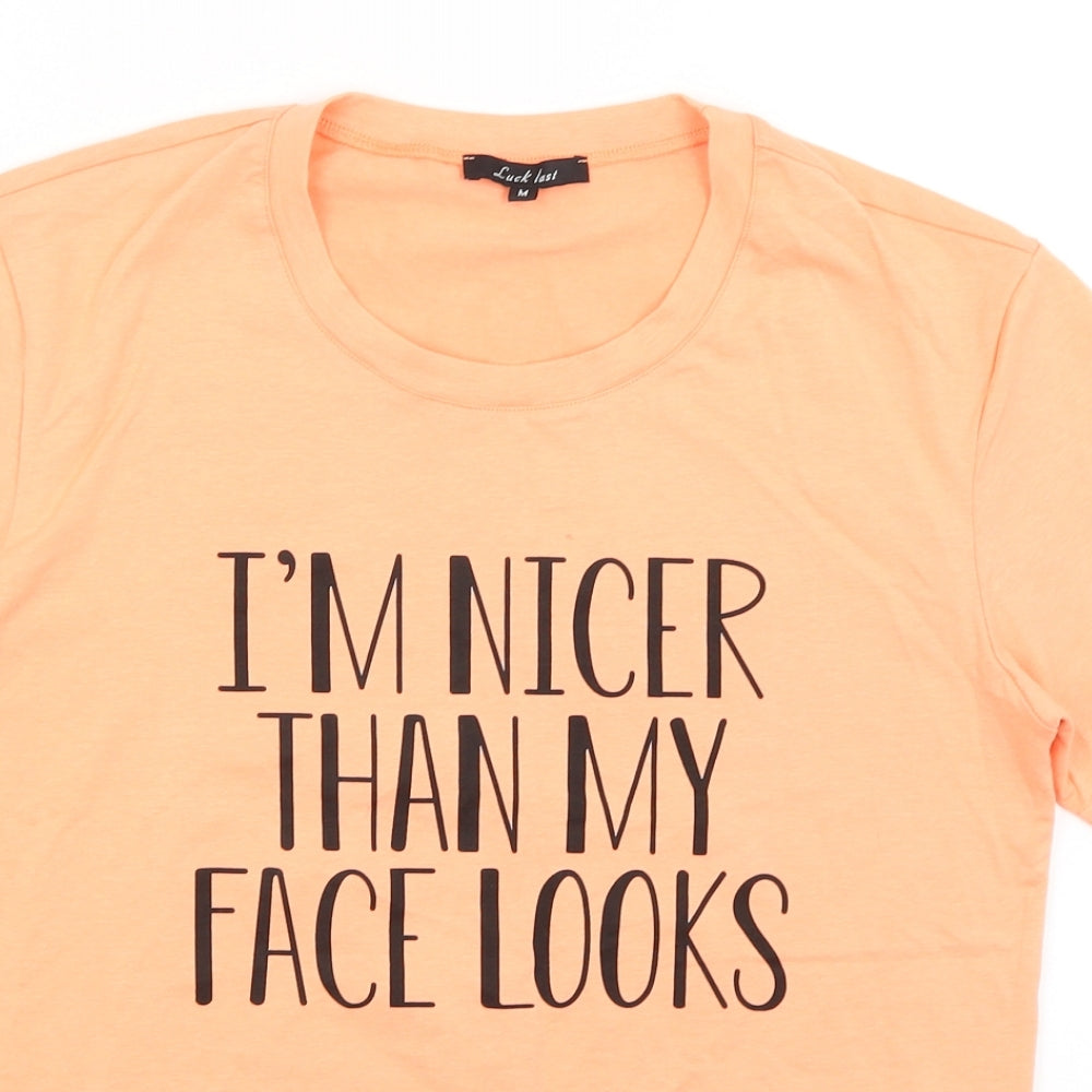 Luck Last Womens Pink   Basic T-Shirt Size M  - Nicer Than My Face Look