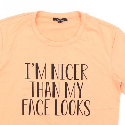 Luck Last Womens Pink   Basic T-Shirt Size M  - Nicer Than My Face Look