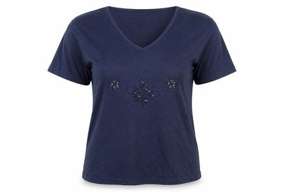 Womens UK Size S Ellie Louise Blue Basic T-Shirt