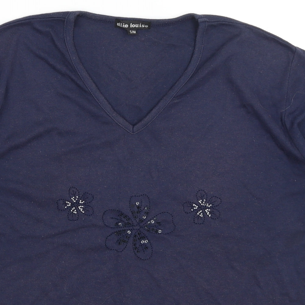 Womens UK Size S Ellie Louise Blue Basic T-Shirt