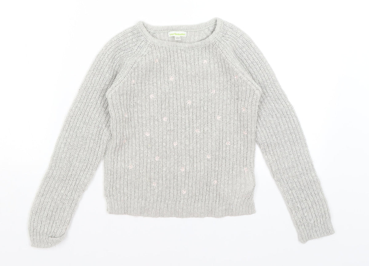 Additional front view of Vertbaydet girls’ grey jumper, size 8, years