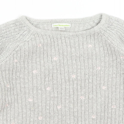 Close-up detail of Vertbaydet girls’ grey jumper, size 8, years