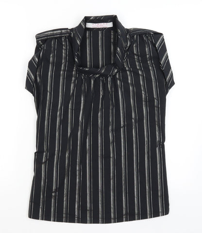 Kimono Womens Black Striped  Tunic T-Shirt Size L