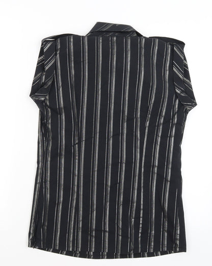 Kimono Womens Black Striped  Tunic T-Shirt Size L