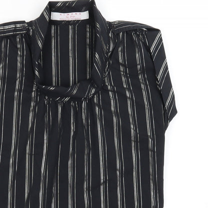 Kimono Womens Black Striped  Tunic T-Shirt Size L