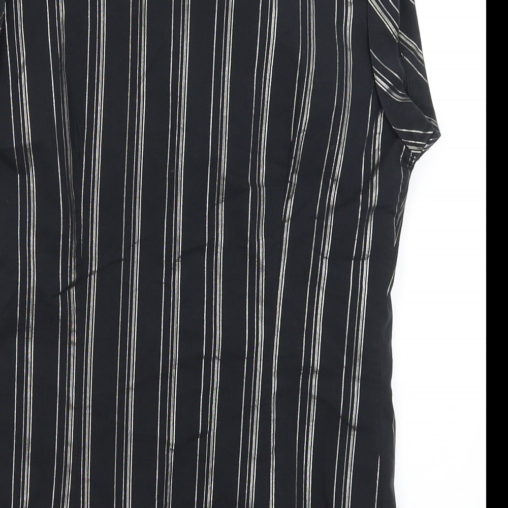 Kimono Womens Black Striped  Tunic T-Shirt Size L