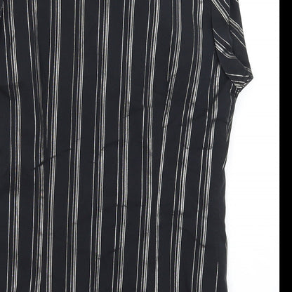 Kimono Womens Black Striped  Tunic T-Shirt Size L