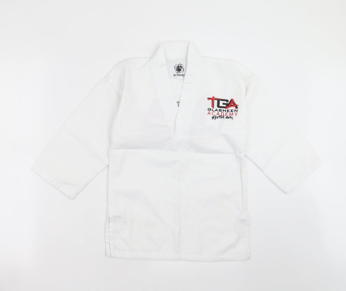 Additional front view of bytomic boys’ white basic casual, size 5, years - martial arts