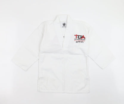Additional front view of bytomic boys’ white basic casual, size 5, years - martial arts