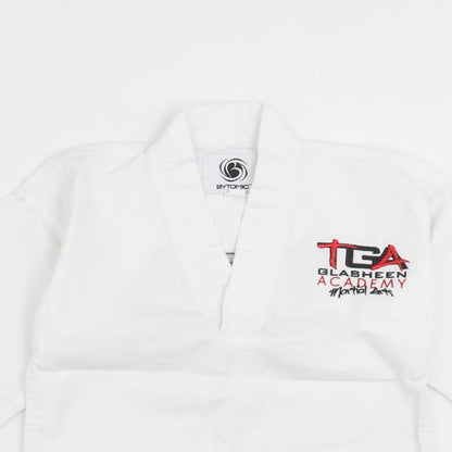 Close-up detail of bytomic boys’ white basic casual, size 5, years - martial arts