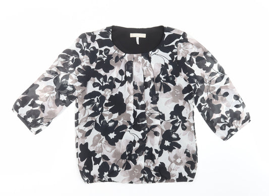 Anthology Womens Black Floral  Basic Blouse Size 12