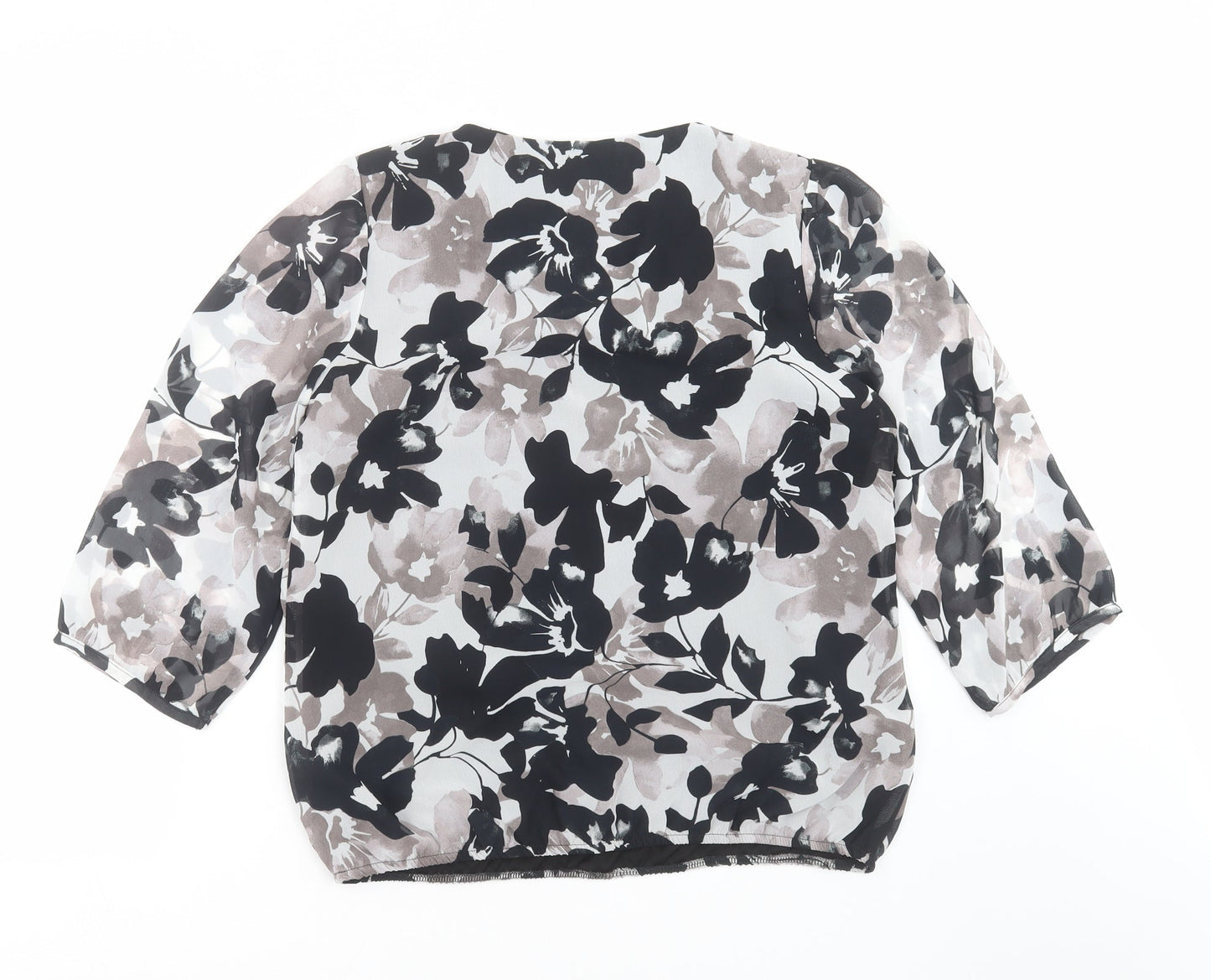 Anthology Womens Black Floral  Basic Blouse Size 12