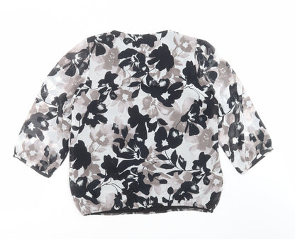Anthology Womens Black Floral  Basic Blouse Size 12
