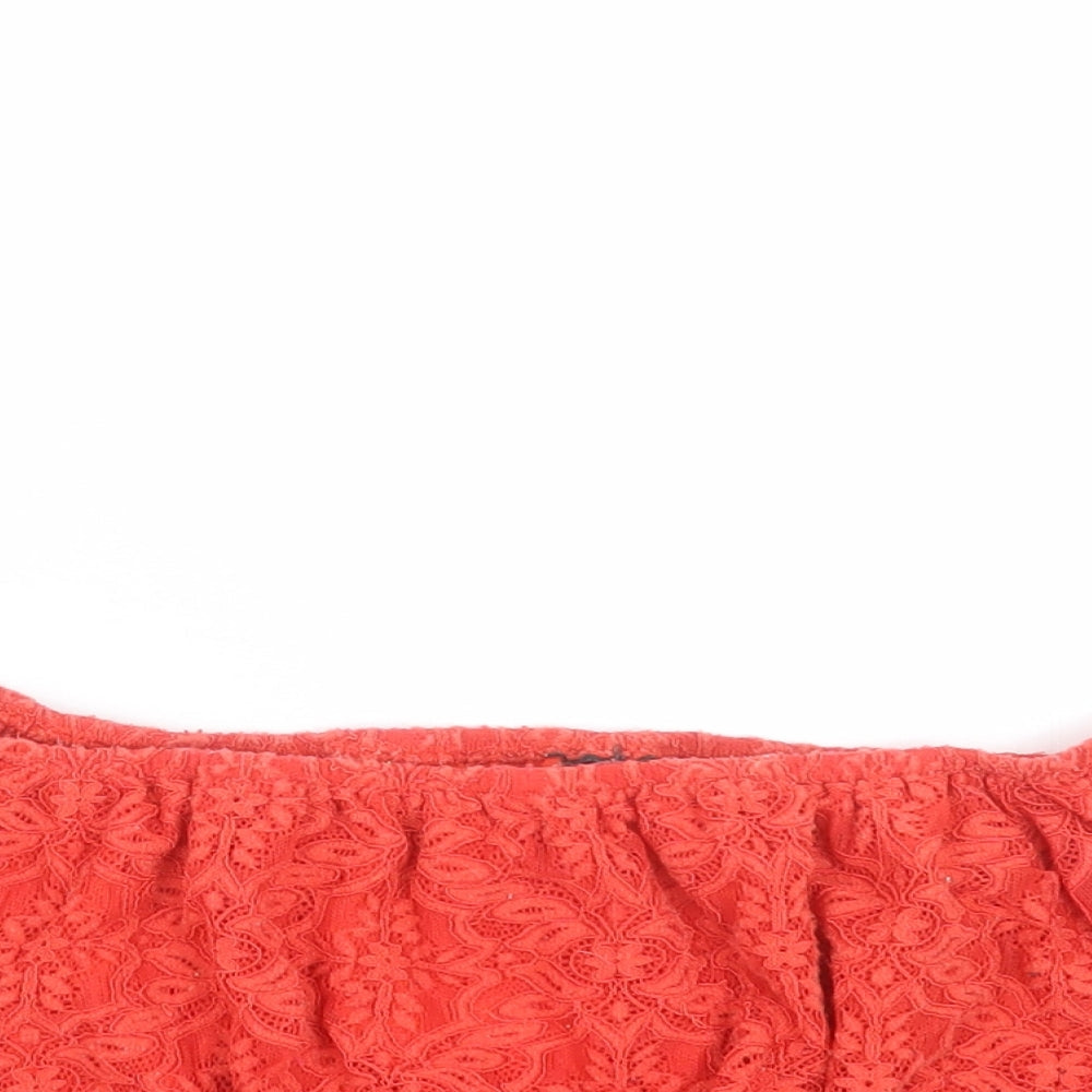 Womens UK Size 10 Topshop Red Cropped Blouse