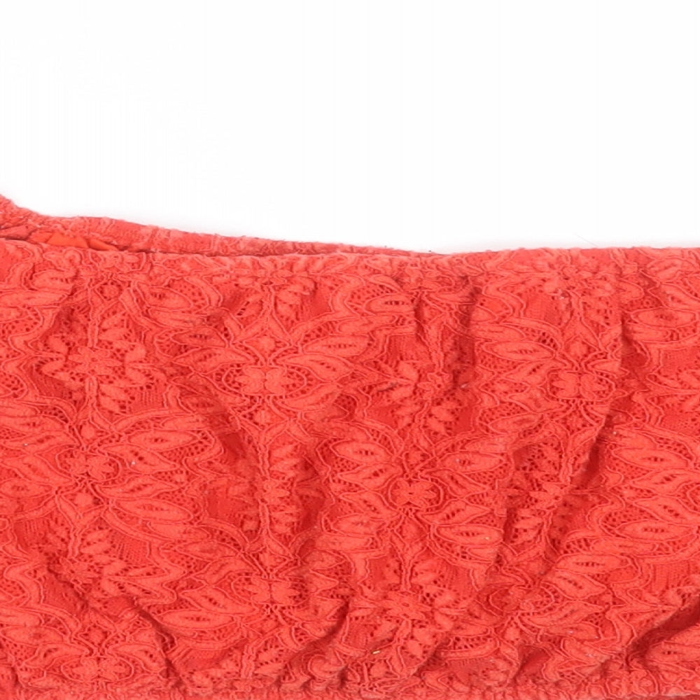 Womens UK Size 10 Topshop Red Cropped Blouse