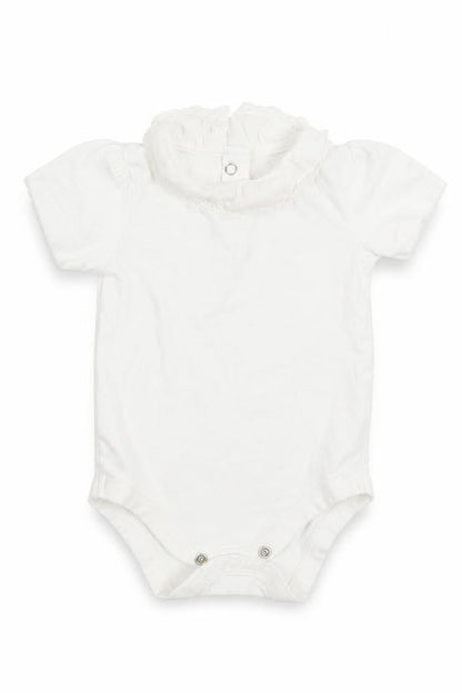 Front view of Tu Baby White Babygrow One-Piece, size 3-6, Months