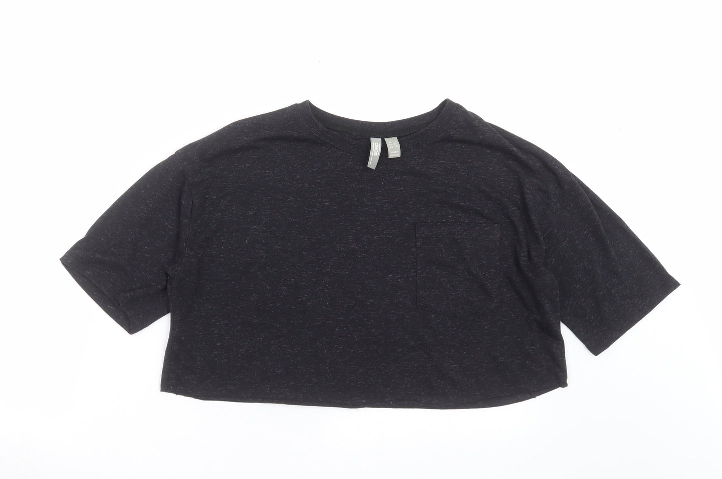 Womens UK Size 8 ASOS Black Cropped T-Shirt