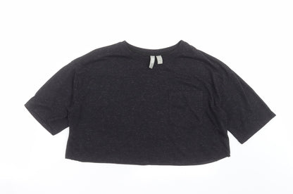 Womens UK Size 8 ASOS Black Cropped T-Shirt