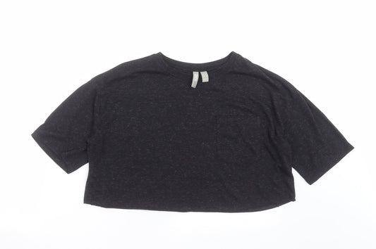 Womens UK Size 8 ASOS Black Cropped T-Shirt